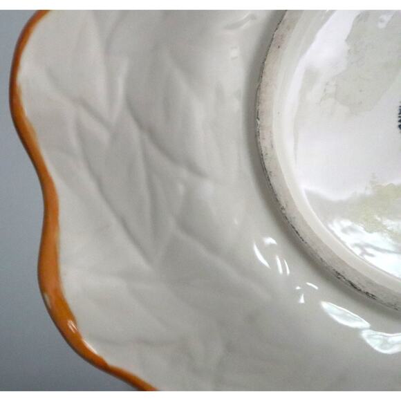 Vintage Fleurs Du Jardin Hand Painted Rose Plate Pink Embossed Wavy 8" Dessert - Picture 2 of 6